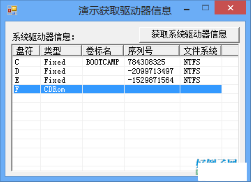 获取驱动器信息