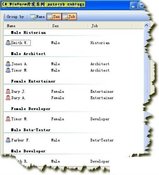 C# listview 分组功能实现