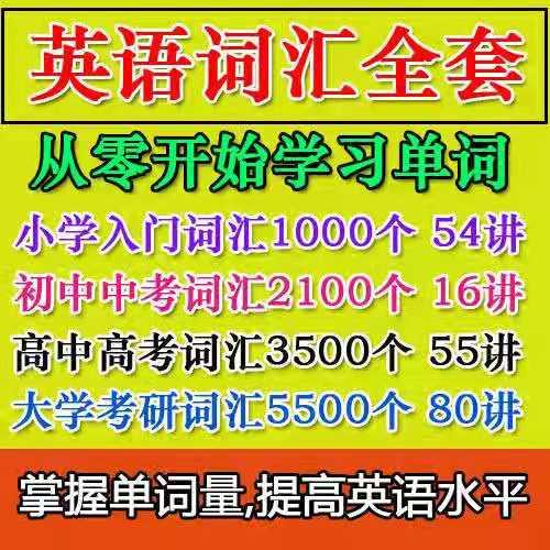 小学初中中考高中大学四六级考研英语词汇单词全套视频教程