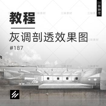 高级灰调剖面立面剖立面透视剖透图景观建筑设计表现画法视频教程