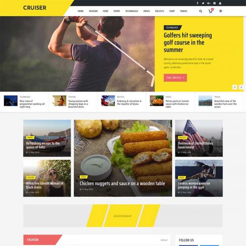 黄色风格时尚资讯博客网站静态HTML模板