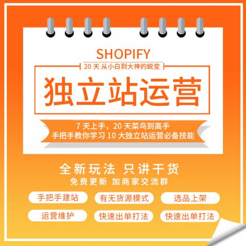 Shopify视频教程外贸跨境电商自建站开店模板运营独立站课程2020