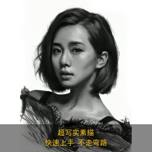 刘斌手把手教你画刘诗诗超写实人物头像素描视频基础数据素描教程