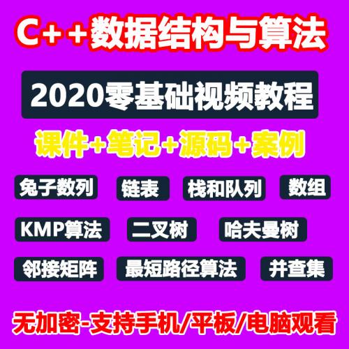 C  数据结构与算法设计分析应用视频教程教学课程实战源码2020