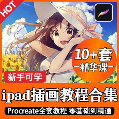 Procreate插画教程ipad手绘零基础自学系统视频课程笔刷色卡素材