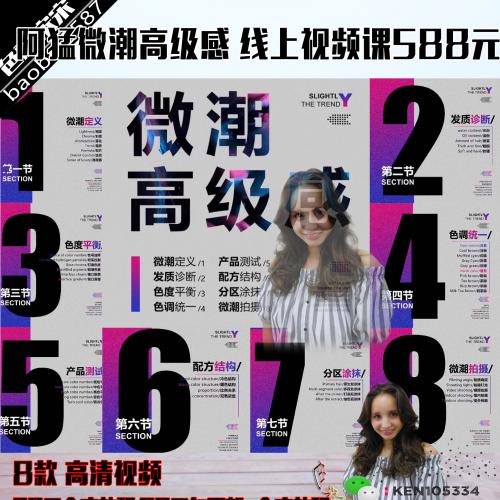 2021阿猛微潮高级感色彩线上588美发视频8大主题染发教程潮色实操