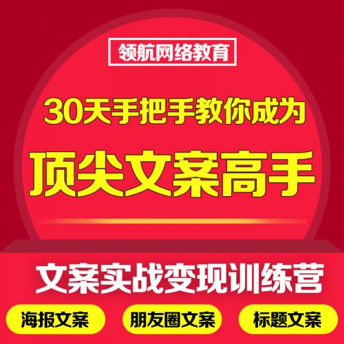 文案写作培训教程海报朋友圈文案变现训练视频教程文案实战教程