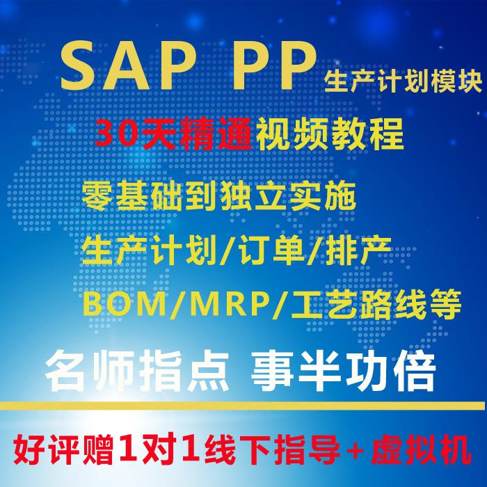 SAP系统PP生产计划排产订单BOM工艺路线MRP视频教程学习指导咨询