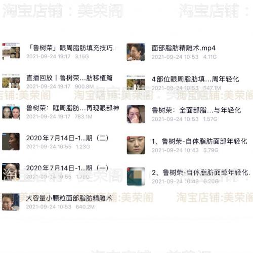鲁树荣合集 脂肪移植填充视频教程 自体脂肪面部年轻化微整形视频