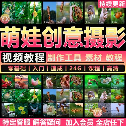 抖音波妞萌娃创意特效短视频制作剪辑素材AE课程背景儿童摄影教程