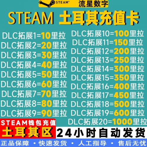 steam土耳其充值卡 10 20 40 50 70 100 里拉 TRY 兑换码CKD秒发