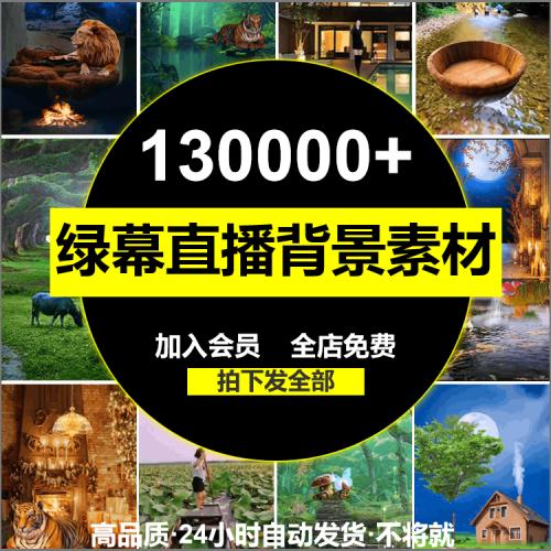 快手抖音电脑手机竖屏虚拟直播间人物绿幕背景图动态视频抠像素材
