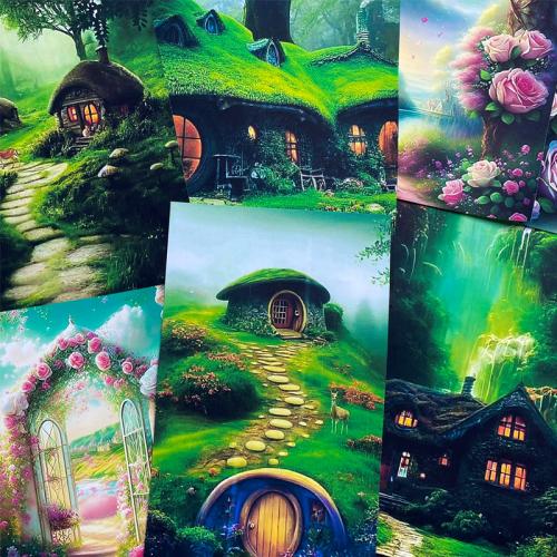 复古 junk journal  梦幻森林小屋艺术垃圾手帐素材纸 拼贴背景纸