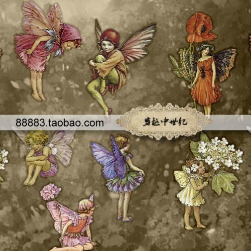 TJ254-2  奇幻森林精灵 手账素材 花仙子 A5本 Junk journal