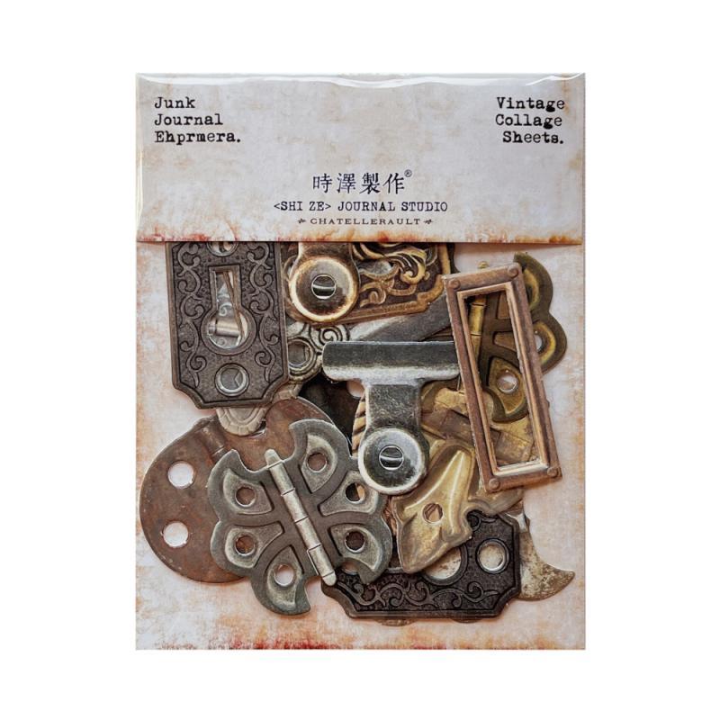 TimHoltz风斑驳铁锈金属配件复古JunkJournal手帐装饰拼贴素材纸