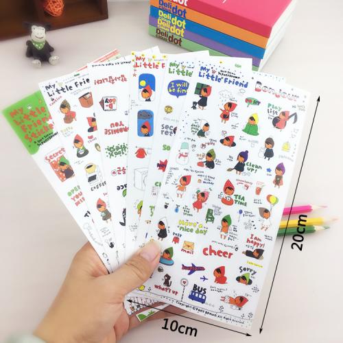 小红帽PVC手帐贴纸素材卡通装饰手账相册贴画纸日记本diy贴少女贴