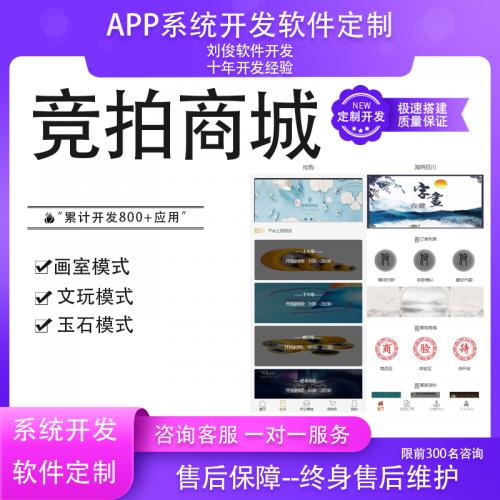 竞拍商城系统抢拍转拍画室玉石夺宝拍卖溢价APP软件开发源码画室