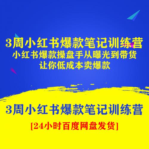 3周小红书爆款笔记训练营：从曝光到带货，让你低成本卖爆款视频教程