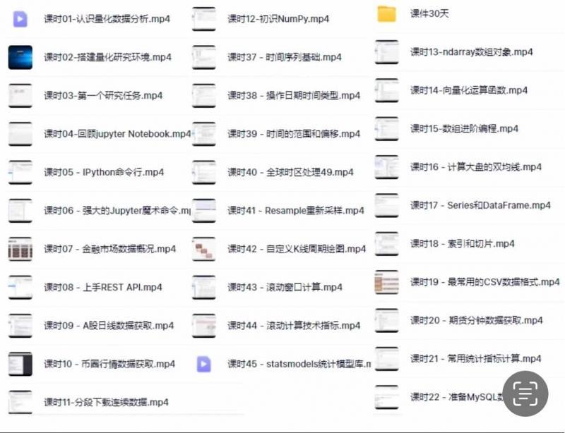 量化交易零基础入门系列30天掌握Python数据分析源码vnpy视频教程下载