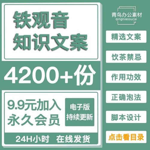 铁观音百科知识文案种类冲泡方法功效作用历史文化口播脚本素材