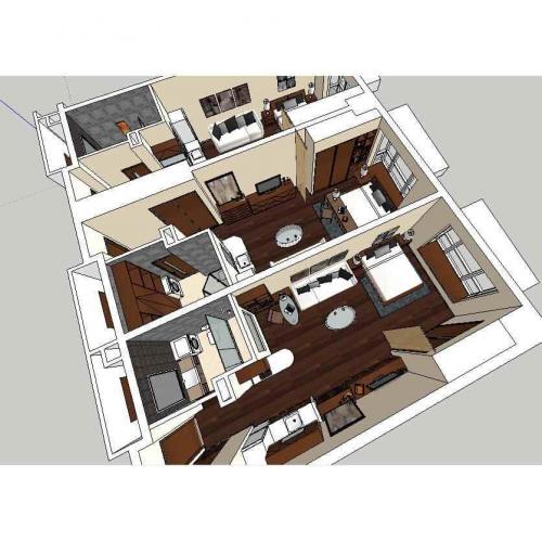 酒店式公寓室内草图模型sketchup室内设计素材源文件skp资料库
