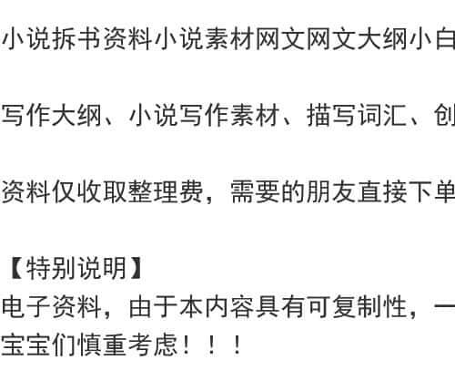 小说拆书资料小说素材网文网文大纲小白写作课程写小说模版