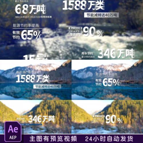 数据数字文字简洁干净大气分屏公司企业数字动画AE模板视频素材