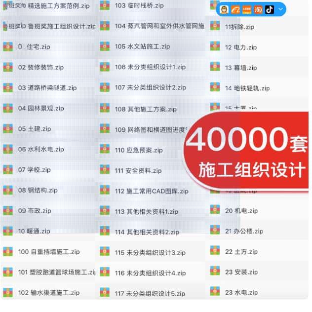 施工组织设计方案范本房建装修市政工程资料全套图纸word模板素材