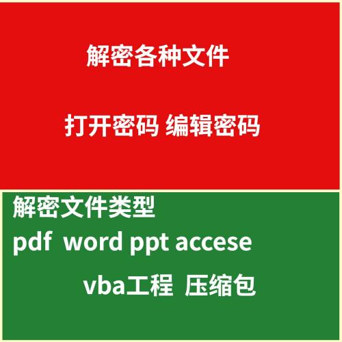 Word文档Excel表格PPT文件PDF权限限制WPS密码破解压缩包文件服务