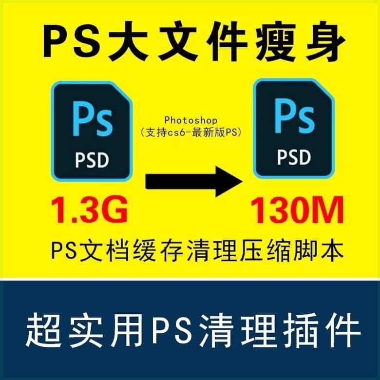 PSD文档瘦身减小存储大小插件一键缩小文件大小支持WINMAC2024PS