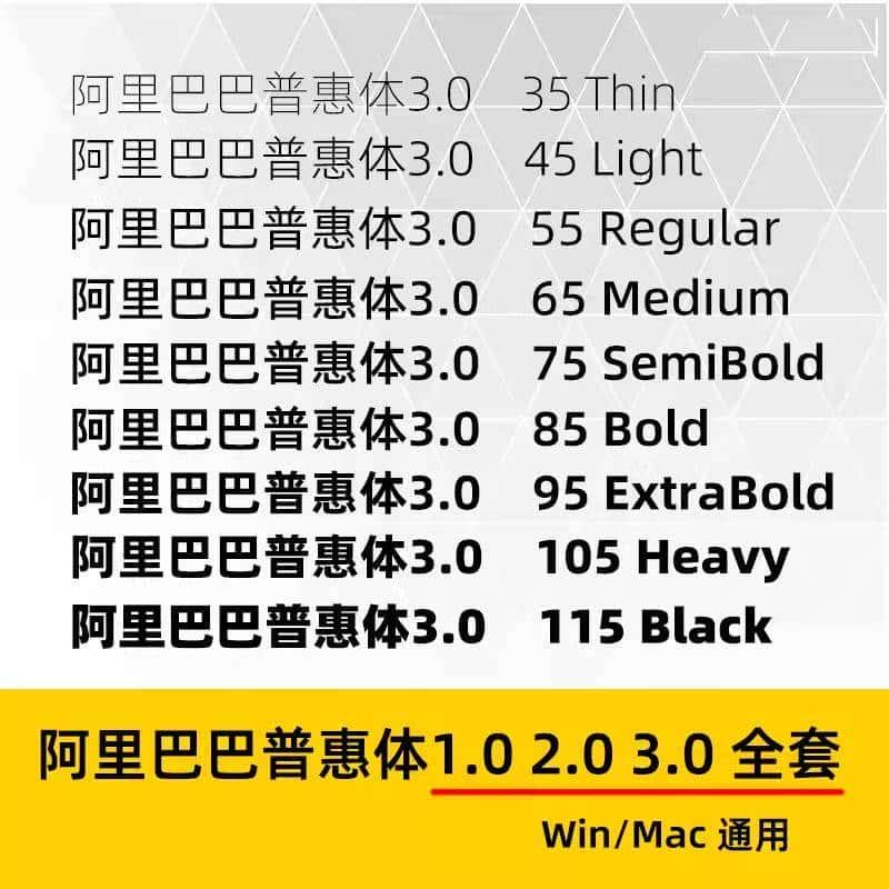 阿里巴巴普惠体3.0家族免费可商用字体Alibaba-PuHuiTi设计素材PS