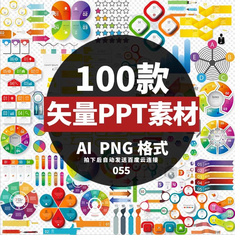 百款ppt商务数据信息图标ai可编辑矢量素材ppt设计素材源文件下载