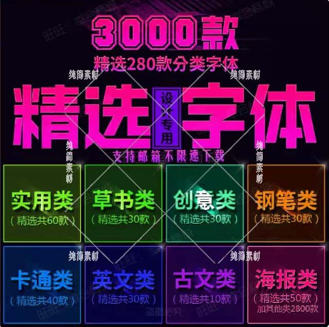 分类中文字体安装包设计师常用文字包PS AI PR CDR英文字体下载包