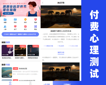 【包安装】心理测试付费心理测试网站源码智商测试源码心理测评源码H5变现源码心理测评