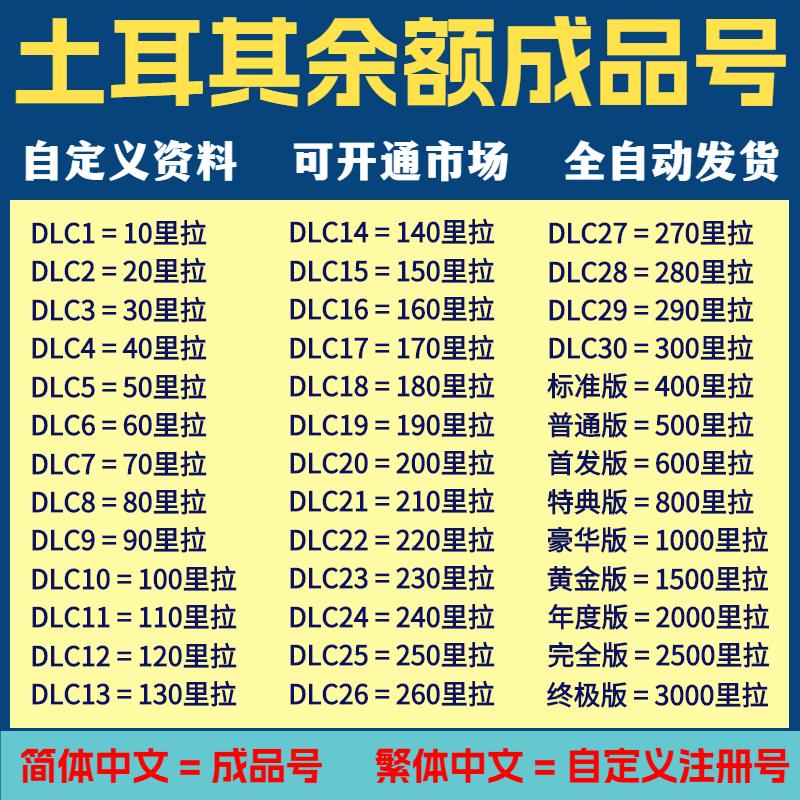 【自动发】steam土耳其区成品账号钱包余额充值150里拉 可开市场