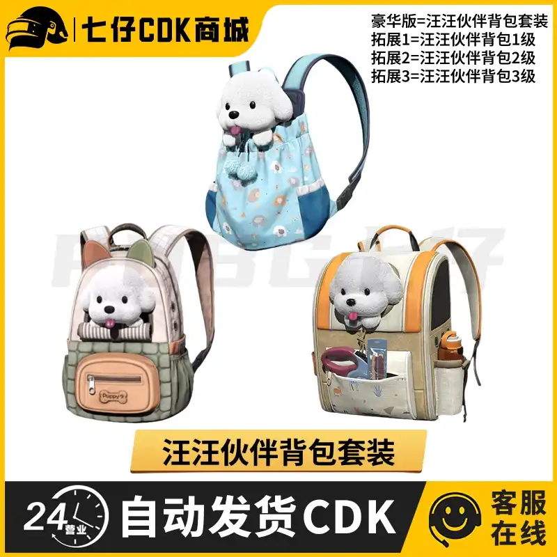 PUBG绝地求生皮肤汪汪伙伴背包套装吃鸡狗狗1级2级3级包兑换码CDK