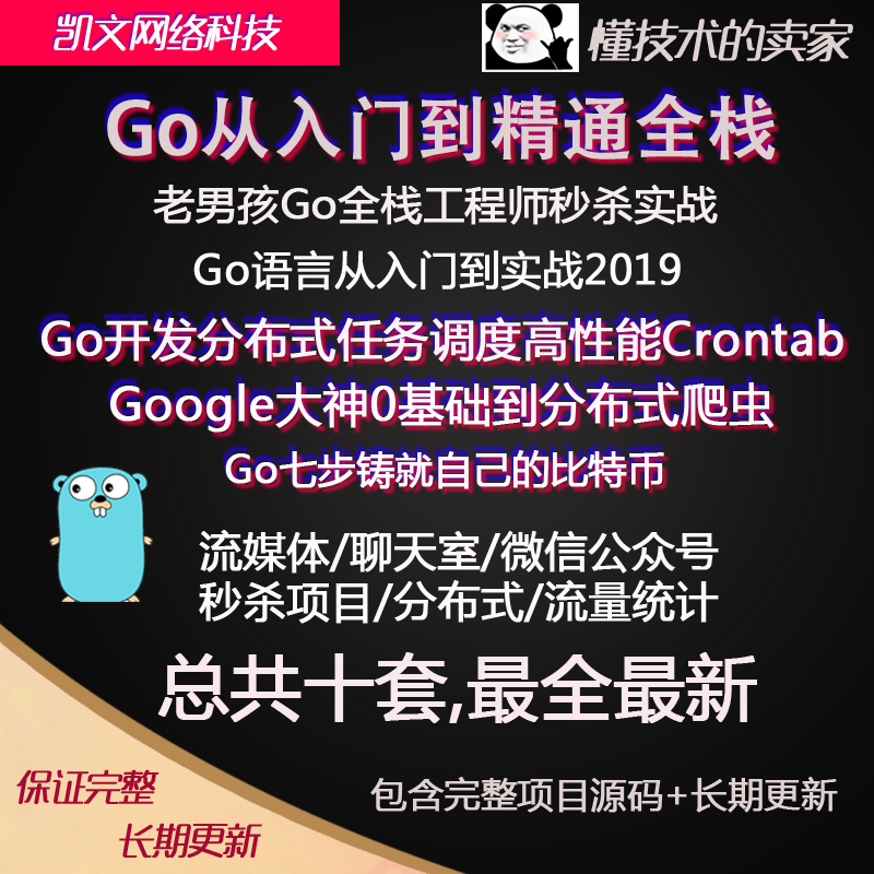 Go语言入门到进阶视频教程10套Beego框架web爬虫实战Golang分布式